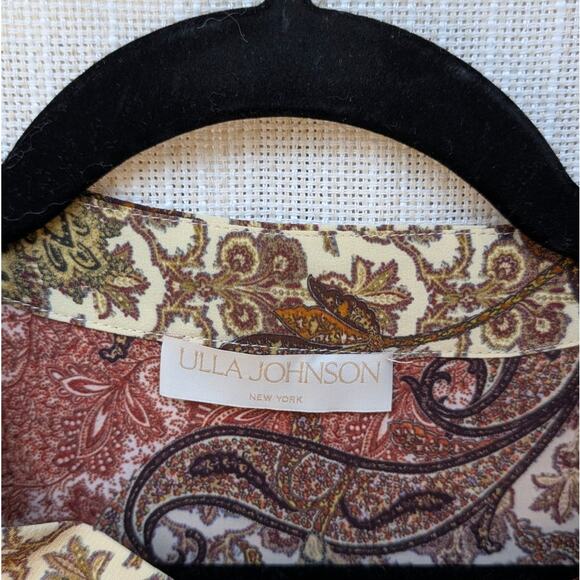 Ulla Johnson Maris Paisley-print Silk Crepe Bow Ruffle Mini Dress, size 8 - Picture 3 of 13